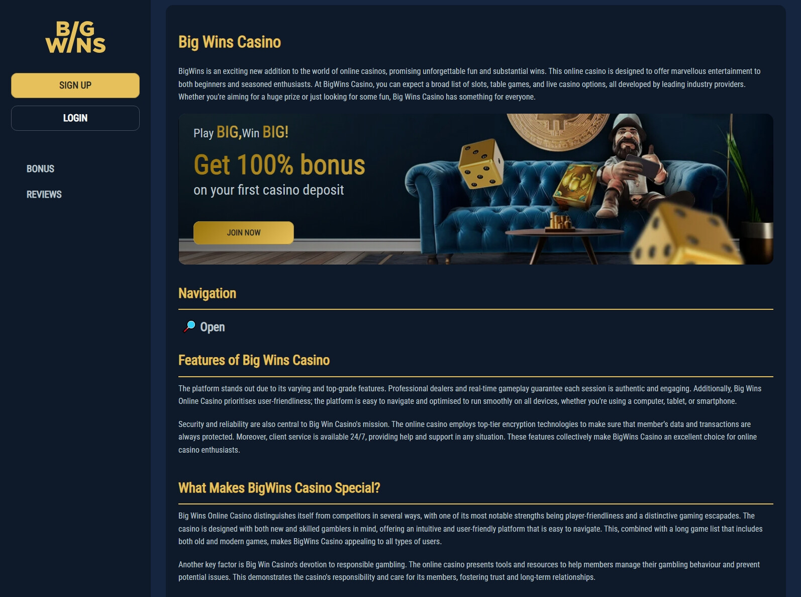 BigWins Online Casino-- Read 3 essential things prior to 200 cash spins